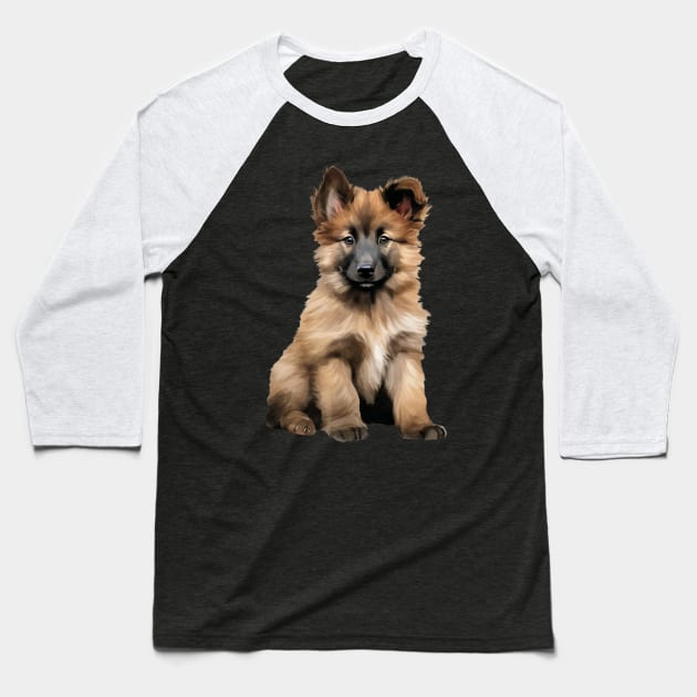 Puppy Belgian Tervuren Baseball T-Shirt by DavidBriotArt